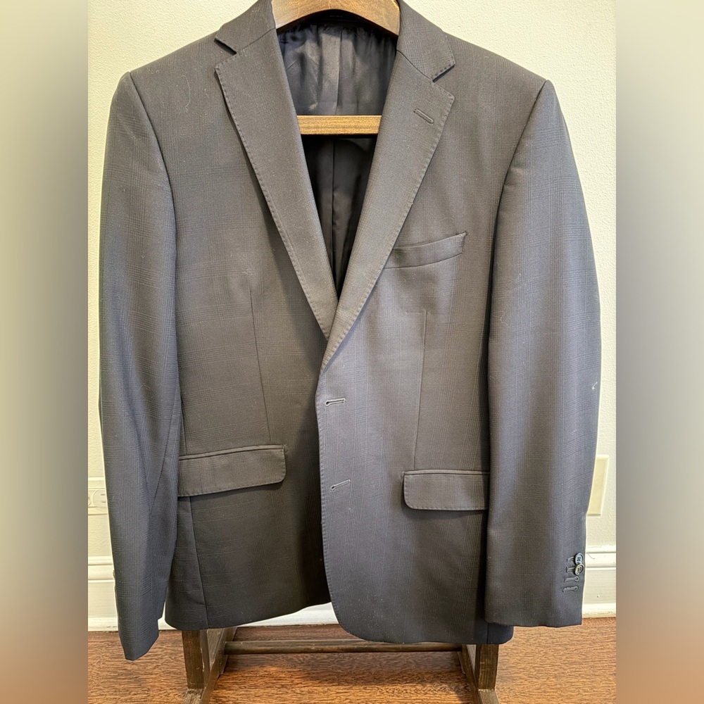 Massimo Dutti Navy Blue Windowpane Blazer, Men’s 40